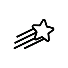 Shooting star icon depicts motion on white background minimal design