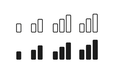 Black and white bar chart with bars of varying heights and labels isolated on transparent background.