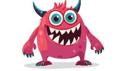 Fototapeta premium Cute and Colorful Cartoon Monster Character Smiling Happily Vector Illustration Isolated on White Background