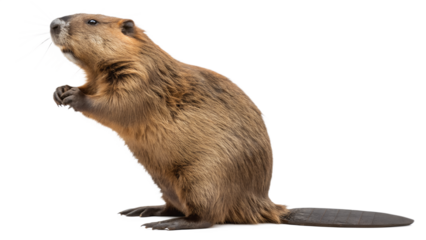 Close-up of a furry brown marmot, an alpine rodent, near a European otter