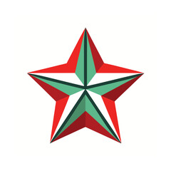 Festive star decoration in red green and white colors isolated on a white background