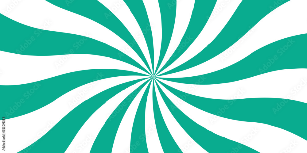 Leinwandbilder Abstract vibrant radial burst pattern consisting of alternating teal and white wavy rays. Spiraling motion effect, creating a hypnotic and energetic visual similar to a psychedelic or vintage pop-art 