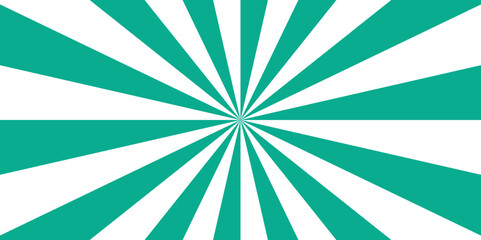 Abstract vibrant radial burst pattern consisting of alternating teal and white wavy rays. Spiraling motion effect, creating a hypnotic and energetic visual similar to a psychedelic or vintage pop-art 