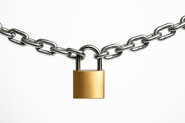 Strong chain with lock for safety, security, and protection concept