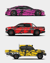 Three Unique Car and Truck Designs with Abstract Paint Splatter Wraps