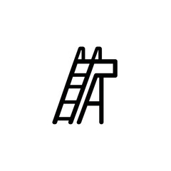 Poolside ladder offers access during swimming vector icon illustration