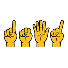 Fototapeta premium OK hand gesture vector illustration: human hand showing the number five with open palm and raised thumb, a symbolic business concept