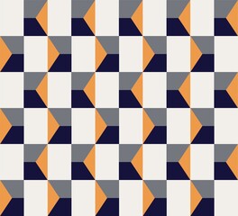 Modern Geometric Seamless Pattern - Abstract Retro Cubes Design Background