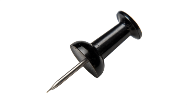 Black pin isolated on white background 