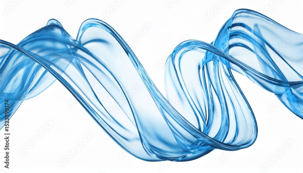 Poster fluid blue wave abstract design in high resolution for web design, print media, or branding use, featuring dynamic flowing forms, clean lines, and minimal white background contrast