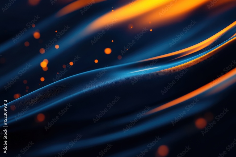 Poster colorful abstract waves with light reflections and sparks creating a dynamic visual effect