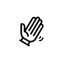 Obraz premium Raised palm waves gesture in minimalist white background