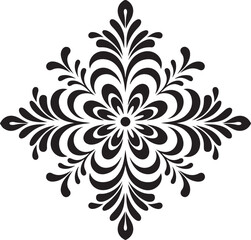 Floral Ornamental Vector Pattern – Elegant Vintage Damask Style | Intricate Black Floral Pattern Design in Ornamental Symmetrical Style