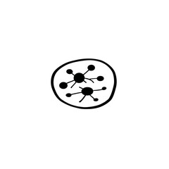 Fototapeta premium Drawn molecules connect inside circle science concept isolated view