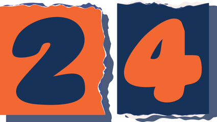 24 Retro torn paper number Design art