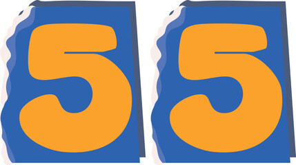 55 Retro torn paper number Design art