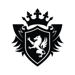 Fototapeta premium heraldry crest black silhouette vector on white ba