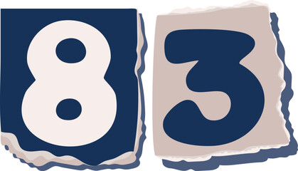 83 Retro torn paper number Design art