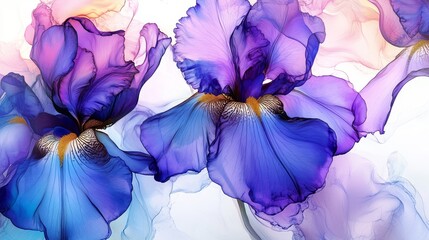 Colors blend beautifully in this artwork showcasing purple flowers with hints of black and gold metallic detailing, evoking a sense of elegance