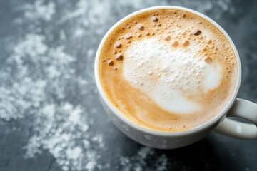 Creamy coffee served in a specialized cup on a dark table