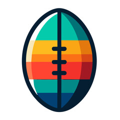 Bright and colorful rugby ball vector illustration for dynamic sports branding and digital athletic designs on transparent background