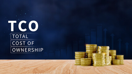 TCO concept. Total Cost of Ownership, purchase price of an asset plus the costs of operation,...