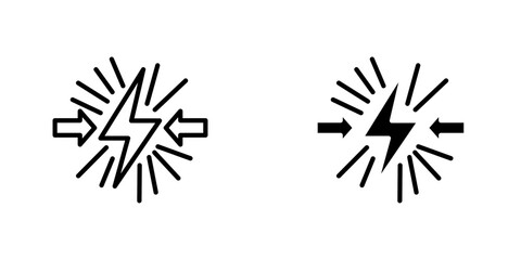 Conflict vector icon. Outlined icon set in black and white colors, isolated for graphic and web design.