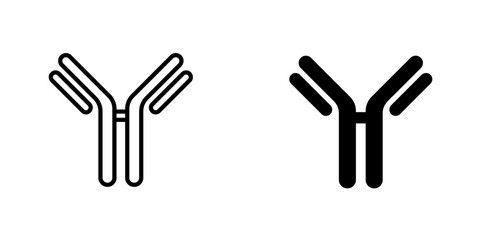Antibody vector icon. Outlined icon set in black and white colors, isolated for graphic and web design. 