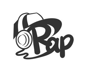 Rap music hat and headphones VECTOR