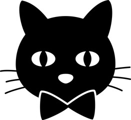 Halloween black cat face Silhouette.
Cute black cat head flat cartoon vector illustration.
Transparent background.SVG file.