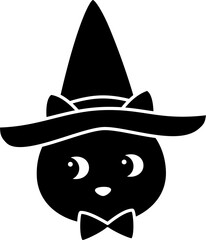 Halloween black cat face Silhouette.
Cute black cat head flat cartoon vector illustration.
Transparent background.SVG file.
