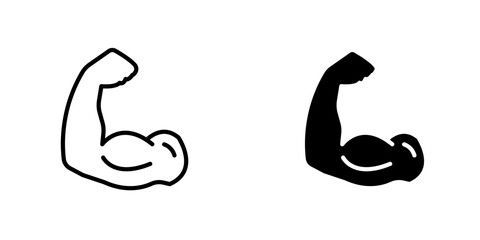 Arm vector icon. Outlined icon set in black and white colors, isolated for graphic and web design. 