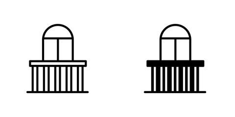 Balcony vector icon. Outlined icon set in black and white colors, isolated for graphic and web design. 