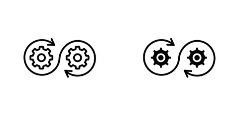 DevOps vector icon. Outlined icon set in black and white colors, isolated for graphic and web design.