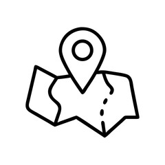 Vector image of map on transparent background, simple and colorful navigation or travel illustration in flat style