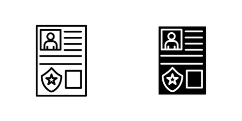 Criminal record vector icon. Outlined icon set in black and white colors, isolated for graphic and web design.