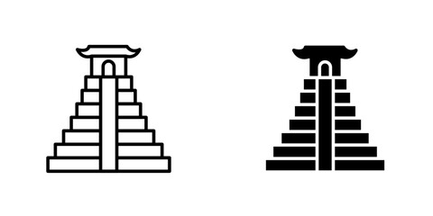 Chichen Itza icon, Chichén-Itzá, Yucatan, Mexico Icon Silhouette Illustration. Mayan Pyramid Vector Graphic Pictogram Symbol Clip Art