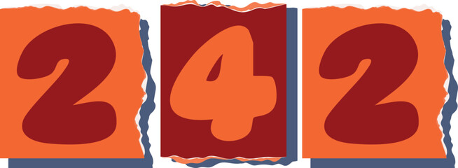 242 Retro torn paper number Design art