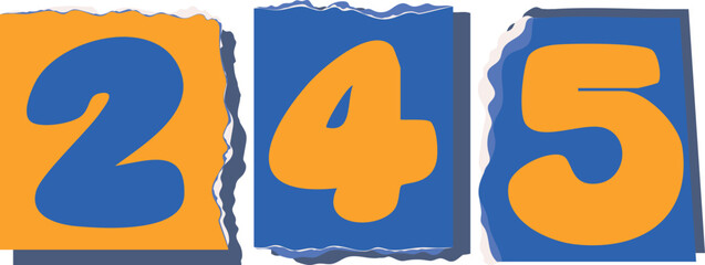 245 Retro torn paper number Design art