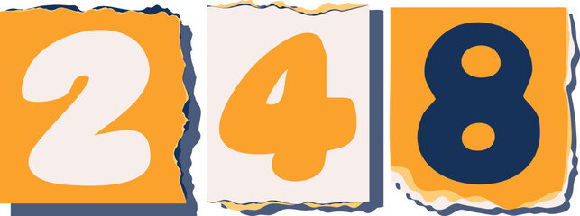 248 Retro torn paper number Design art