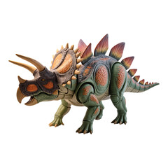 Fototapeta premium Detailed triceratops dinosaur toy model, isolated on transparent background