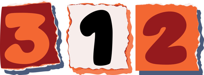 312 Retro torn paper number Design art