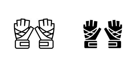 Fitness Gloves icon, fingerless men's gloves drawing editable vector file. Flat sketch of gym, fitness, workout gloves cad mockup.
