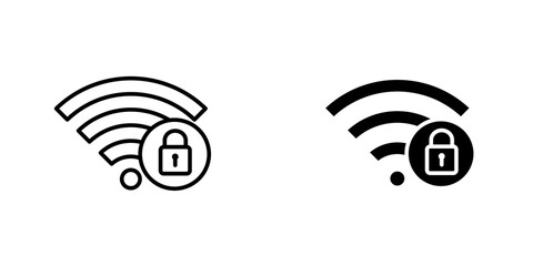 Wifi security icon, Wifi icon with lock. Blocked wireless internet signal. Wi-Fi error. 