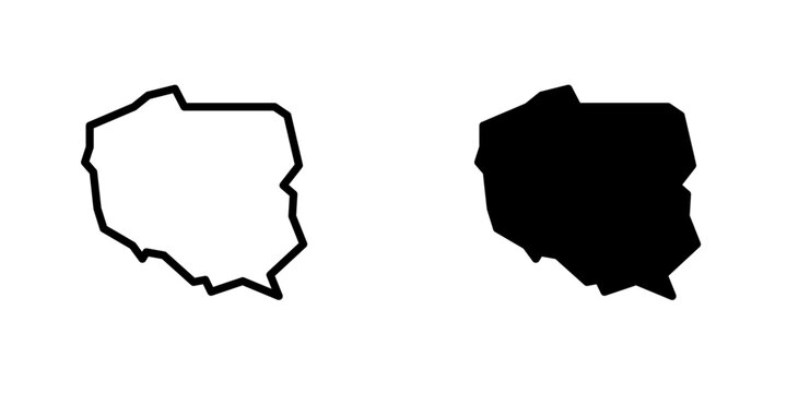 Fototapeta Poland icon, Poland country thick black outline silhouette. Simplified map. Vector icon isolated on white background.