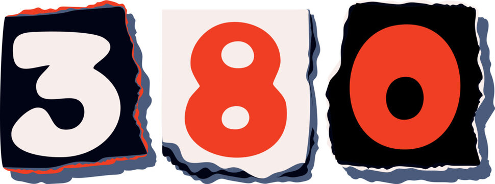 380 Retro torn paper number Design art