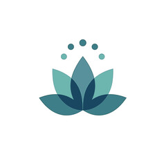 Elegant Lotus Flower Logo Design with Teal and Blue Overlapping Petals and Circular Accents