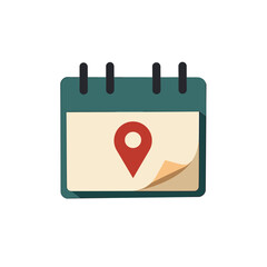 Calendar Icon with Location Pin Flat Design for Events and Scheduling, Vector Illustration