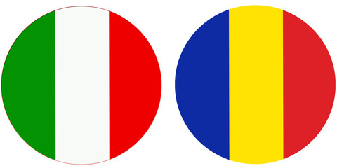 ITALY Official flag with CHAD national flag, both countries flags in Round shape and isolated on white background
Circular colorful design Flag with together.