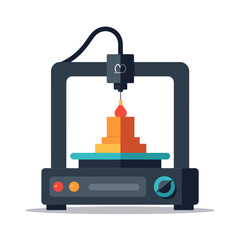 Obraz premium 3D Printer Creating a Layered Object: A Flat Vector Illustration of Modern Technology and Innovation